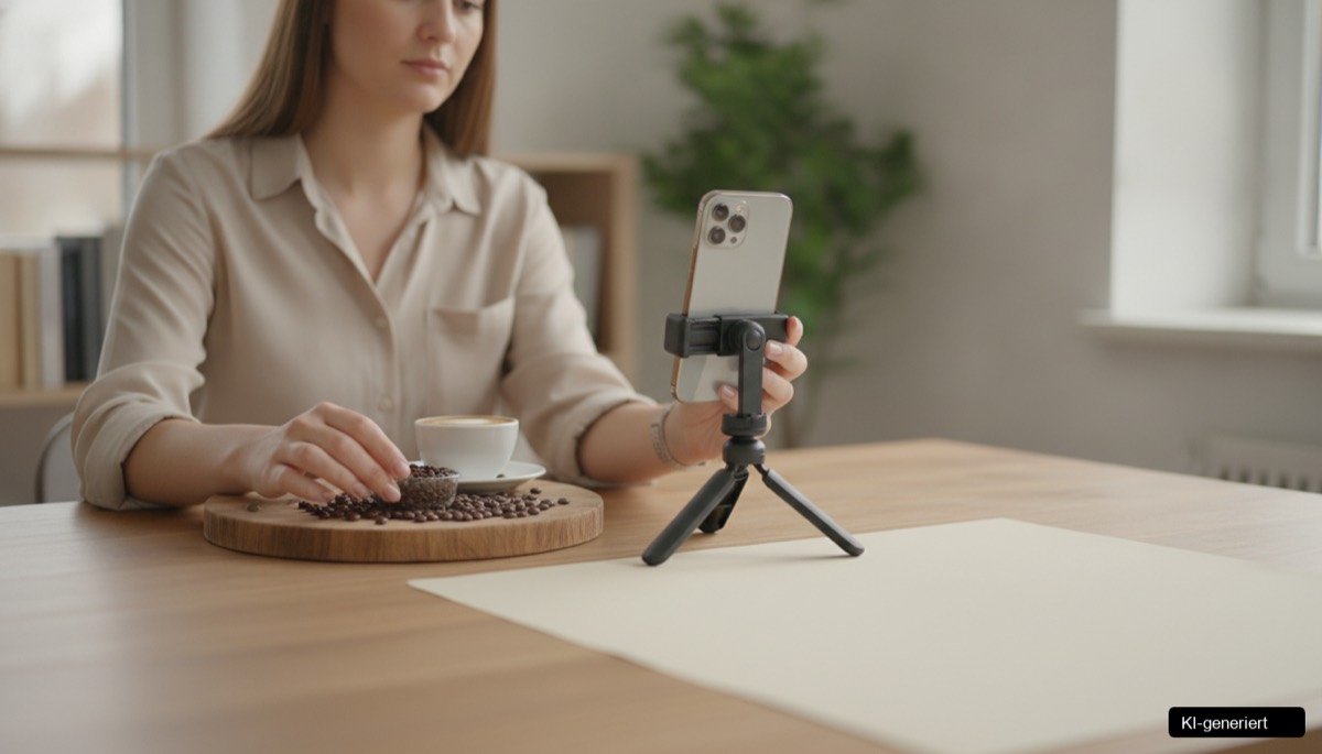 Ein Smartphone filmt ein authentisches Anti-Perfekt Reel für lokale Betriebe in der Steiermark.