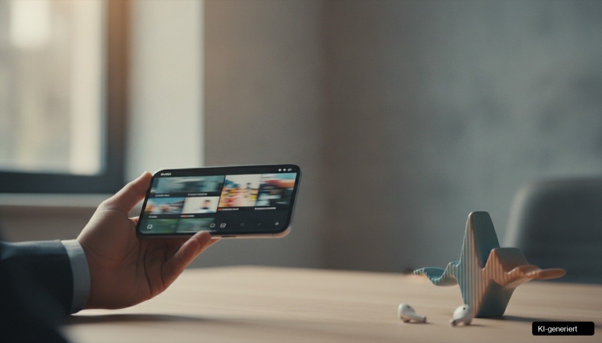 Ein Smartphone zeigt ein Kurzvideo mit Suchintention, das lokale Dienstleistungen im Murtal bewirbt und die regionale Sichtbarkeit erhöht.