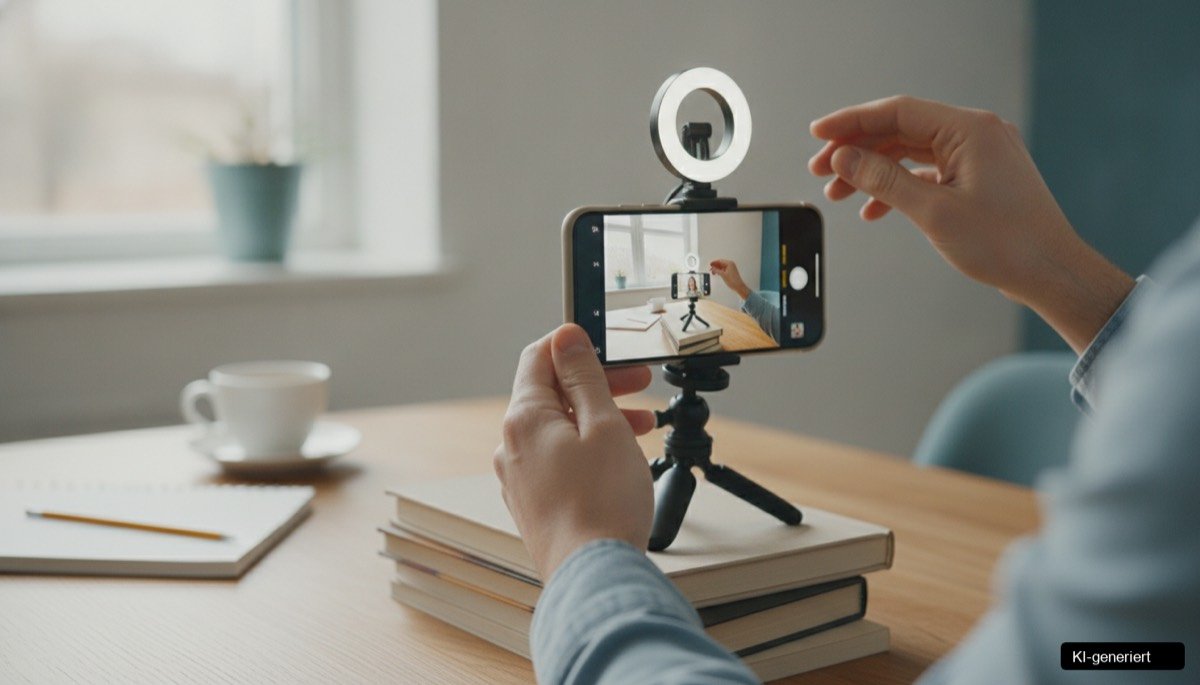 Ein Smartphone filmt eine steirische Landschaft, um einen effektiven Reels Hook zu erstellen und die Aufmerksamkeit zu gewinnen.